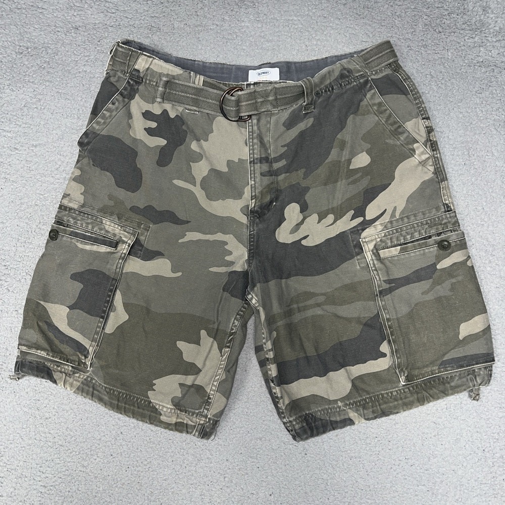 VTG Old Navy Army Shorts Mens 36 (34x10) Camo Cargo Belted Military Utility Tact